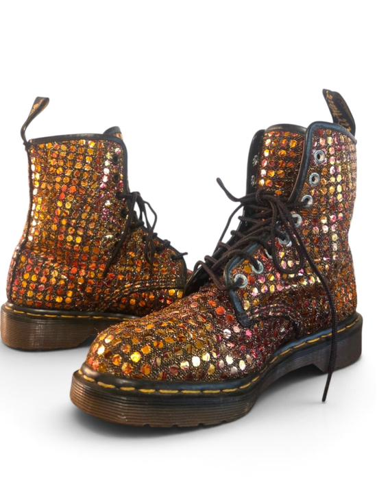 Dr. Martens Shoes - Dr. Martens Rare VTG 90s MIE Bronze Sequin Glitter Metallic Boots England 8